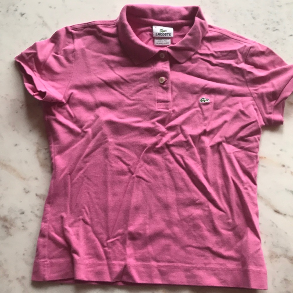 Pink Lacoste polo